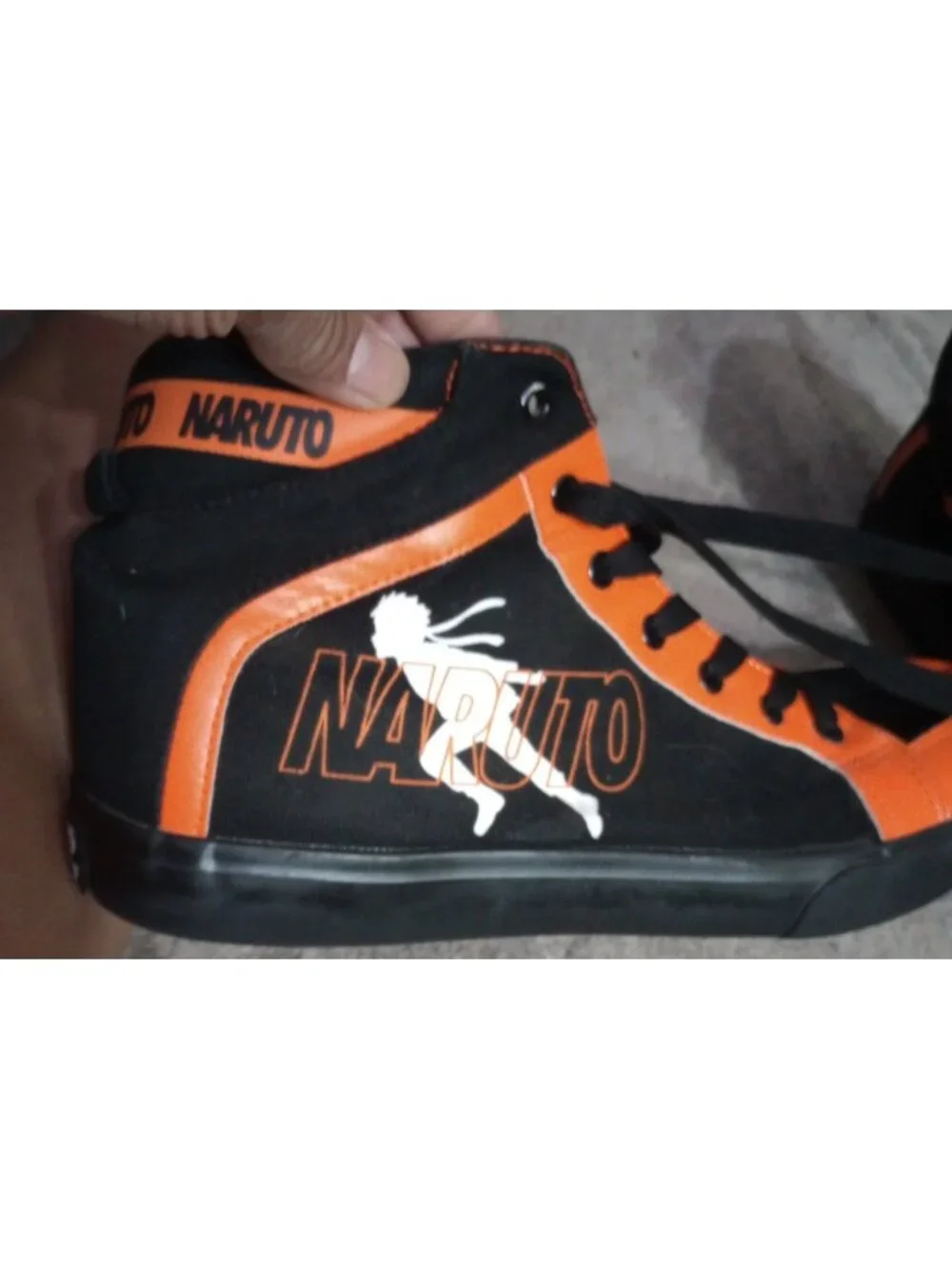 Naruto Shippuden High Top CANVAS  SHOES Men's size 10 Orange Black Lace Up